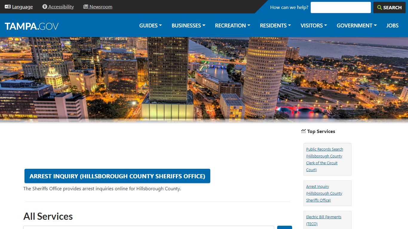 Arrest Inquiry (Hillsborough County Sheriffs Office) - City of Tampa